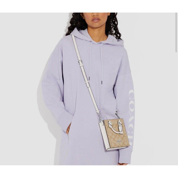 Coach CJ494 North South Mini Tote Crossbody In Signature Canvas Khaki Chalk NWT - Picture 7 of 7